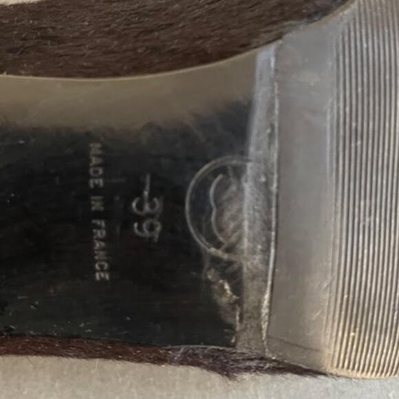 CHANEL shoes 39 US 9 pony hair XL huge CC logo buckle low 2" heel Vintage 1995 - Picture 10 of 11